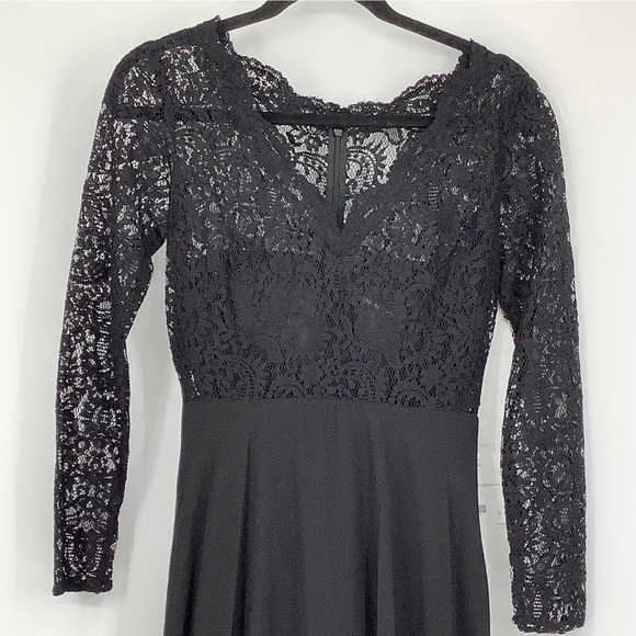 NEW! Dessy Collection Size 4 Illusion-Back Lace Chiffon Dress $292 msrp I23-17 - Picture 7 of 10